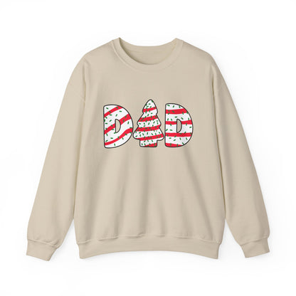 Christmas Tree Cake Dad Sweatshirt featuring colorful icing design, perfect for the Holiday Chaos Coordinator Sweatshirt.