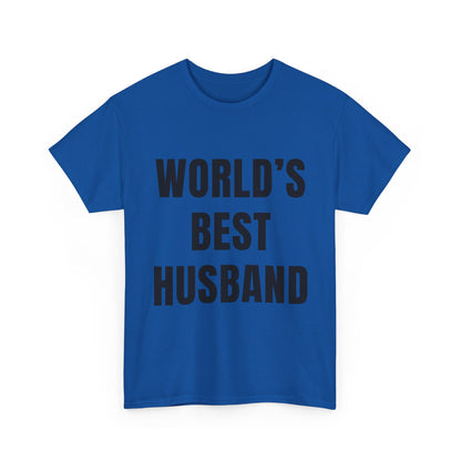 World's Best Husband Shirt displayed on a blue tee with bold black text, perfect for humorous husband gifts.