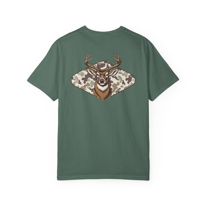 Southern Country Deer Hunting Buck T-Shirt | Vintage Whitetail Antlers & Camo Tee