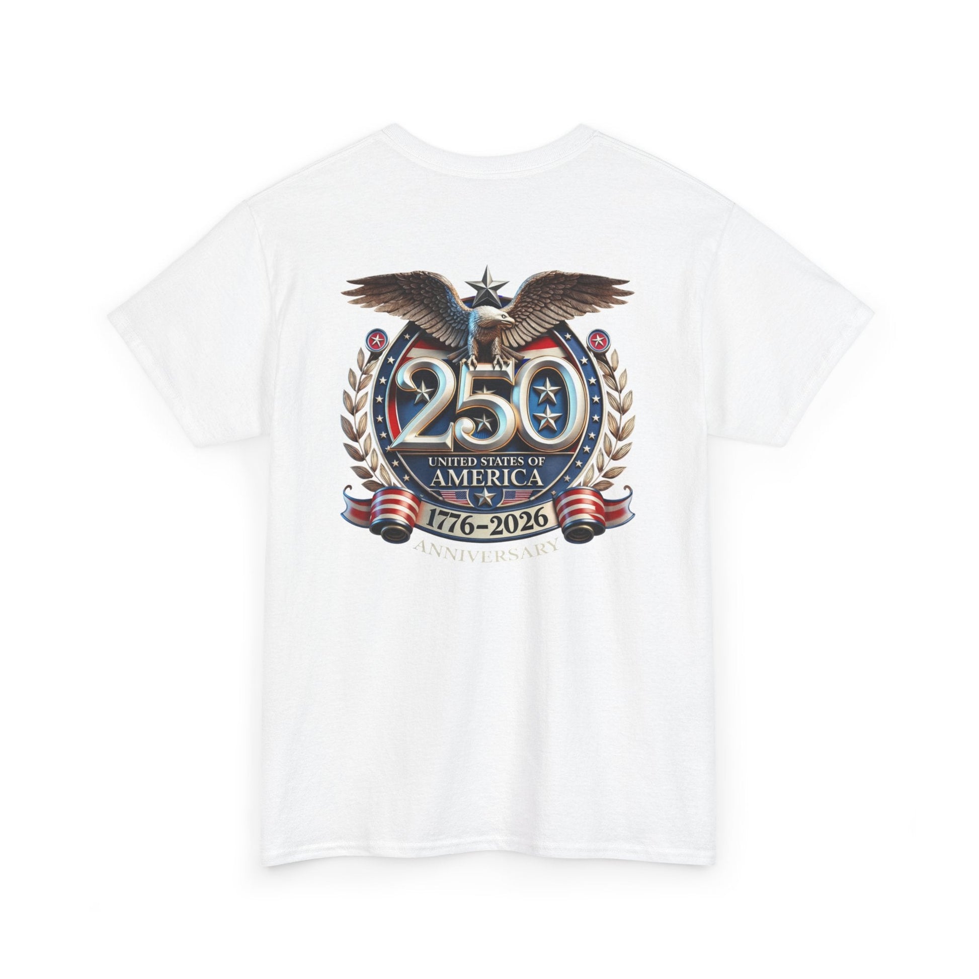 Freedom 250 USA Anniversary Tee celebrating 250 years of American independence, featuring commemorative design with "250" and "1776-2026".