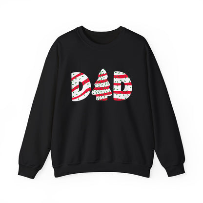 Christmas Tree Cake Dad Sweatshirt design featuring icing-inspired letters and a Christmas tree, Holiday Chaos Coordinator Sweatshirt.