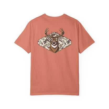 Southern Country Deer Hunting Buck T-Shirt | Vintage Whitetail Antlers & Camo Tee
