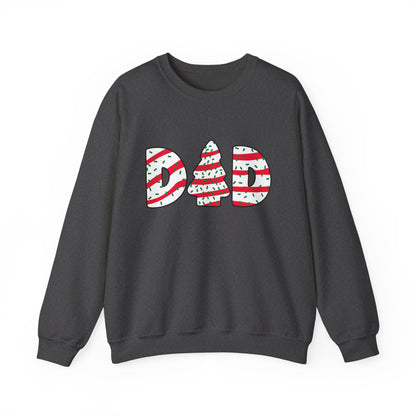 Christmas Tree Cake Dad Sweatshirt featuring icing-inspired letters, for the Holiday Chaos Coordinator Sweatshirt.