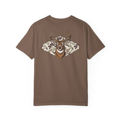 Southern Country Deer Hunting Buck T-Shirt | Vintage Whitetail Antlers & Camo Tee