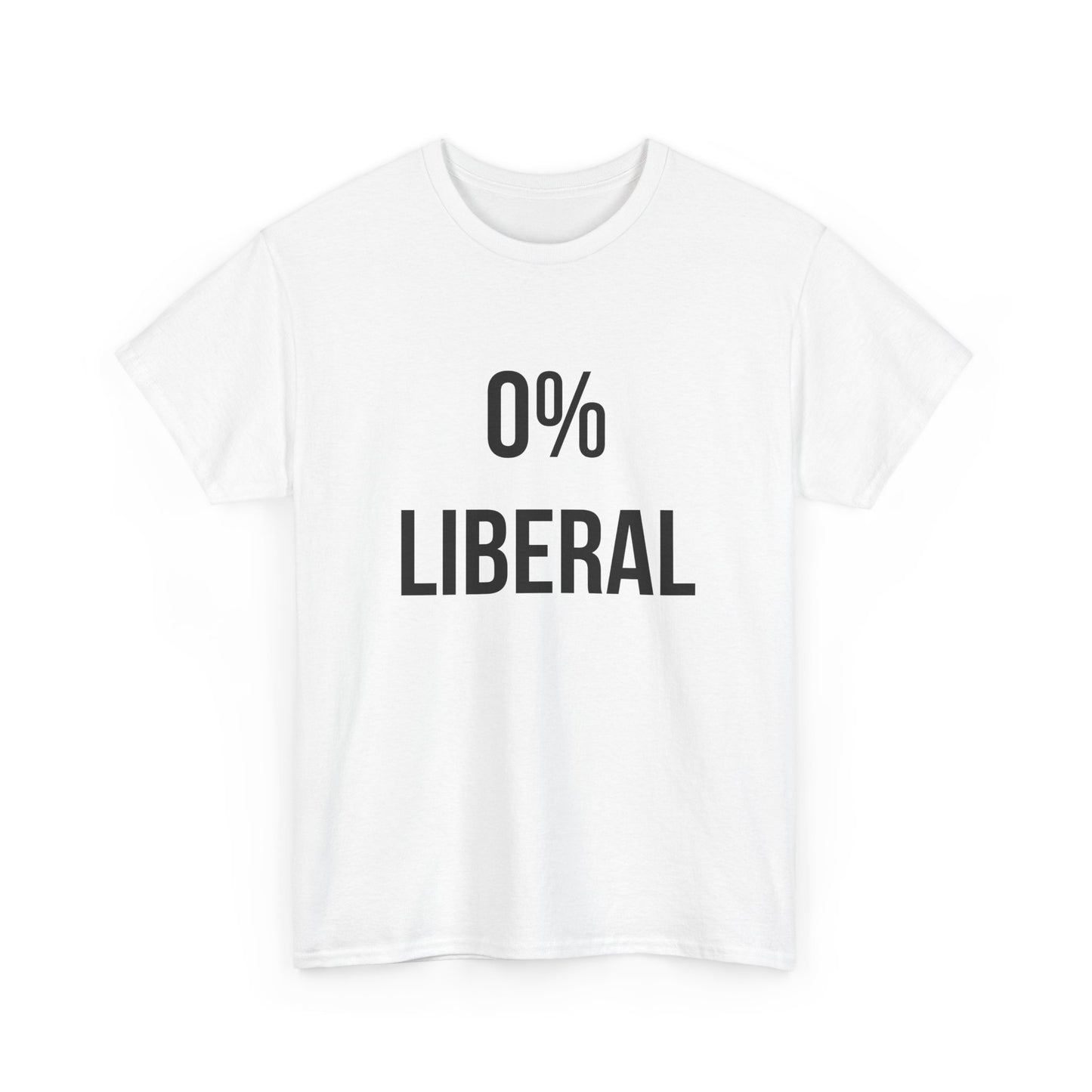 Zero Percent Liberal T-Shirt with bold black text on a white background, conservative graphic tee for individuals with firm beliefs.
