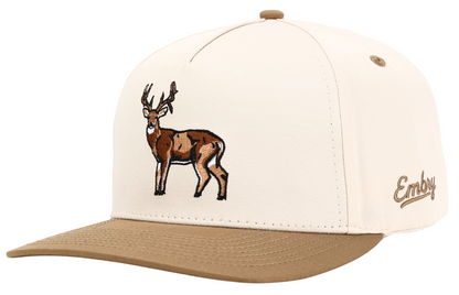 Buck Hunting Hat featuring a whitetail deer design, ideal for hunters seeking style and comfort in a trucker cap.