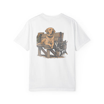 Southern Country Yellow Lab Hunting Dog T-Shirt | Rustic Duck Hunting Graphic Tee for Outdoorsmen