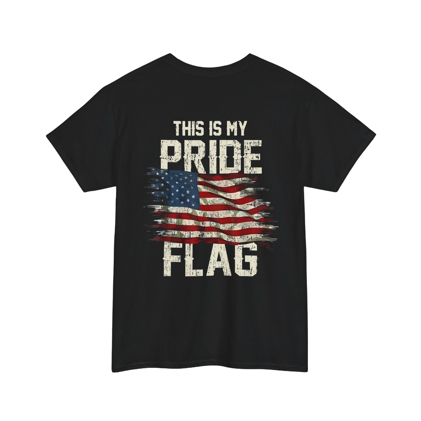 This Is My Pride Flag T-Shirt with American flag design, featuring bold patriotic elements, ideal for expressing freedom and tradition.