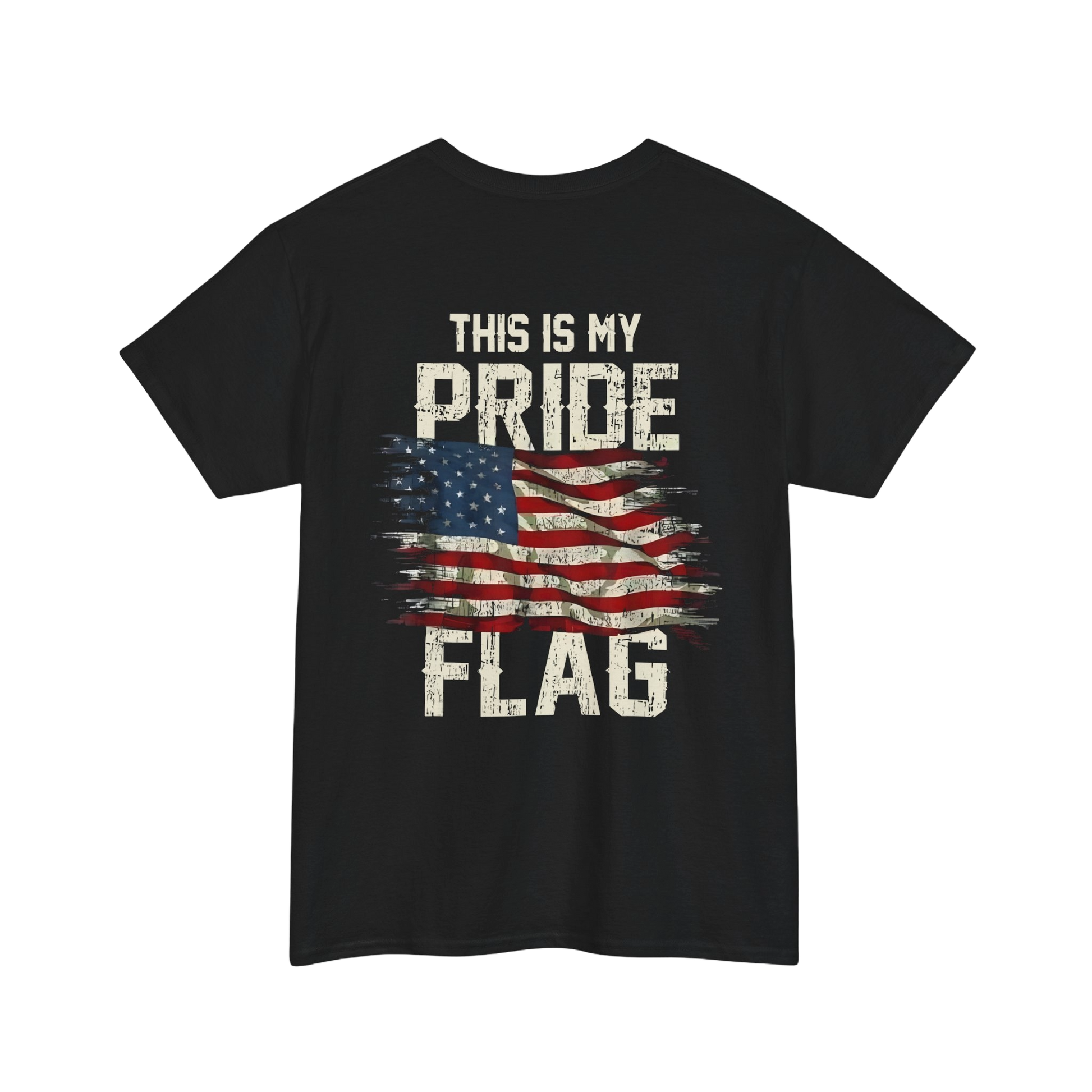 This Is My Pride Flag T-Shirt with American flag design, featuring bold patriotic elements, ideal for expressing freedom and tradition.