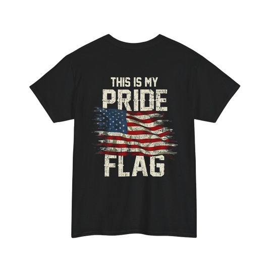 This Is My Pride Flag T-Shirt with American flag design, featuring bold patriotic elements, ideal for expressing freedom and tradition.