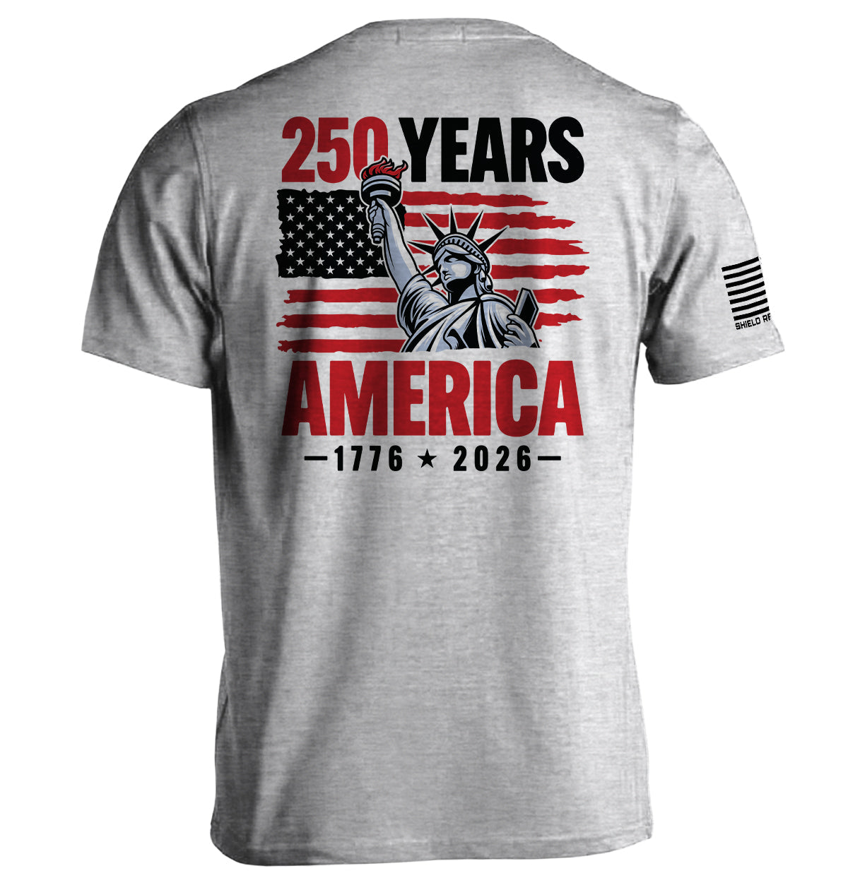 250 Years Statue of Liberty Shirt featuring the Statue of Liberty and American flag, celebrating America's 250 years 1776-2026