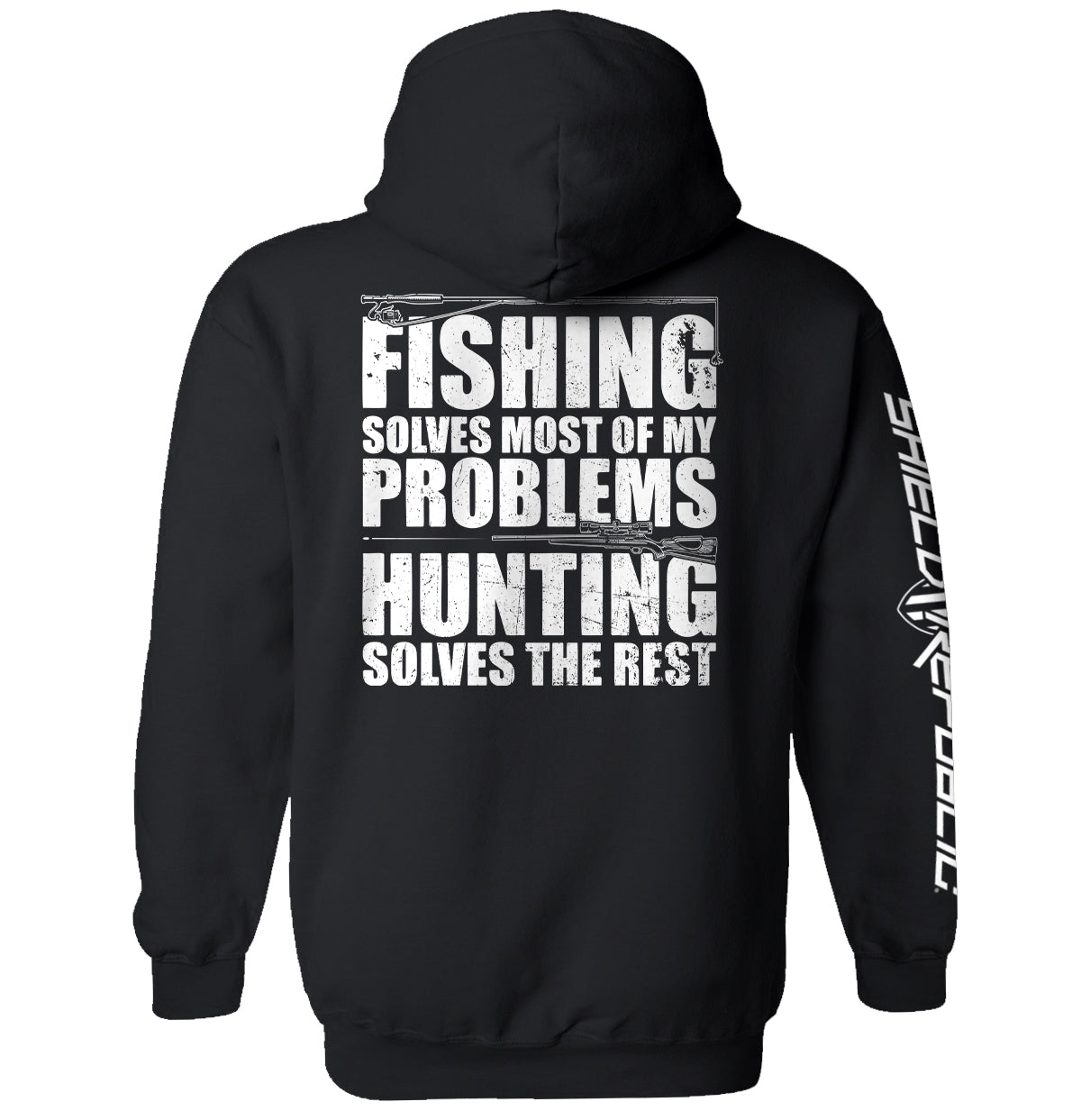 Fishing Solves Most Of My Problems Shirt with rugged design and hunting imagery