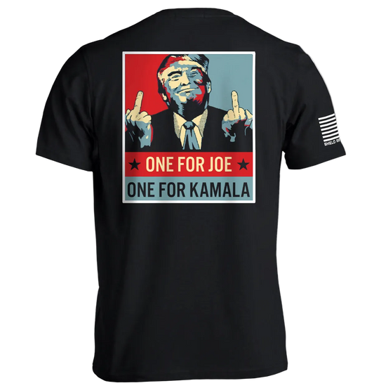 Trump Middle Finger T-Shirt with political parody graphic and bold statement design.