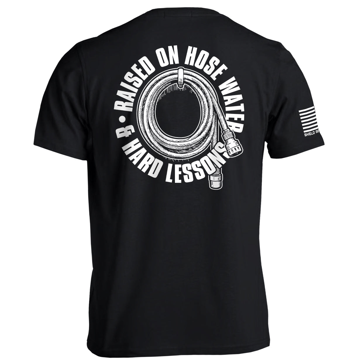 Raised On Hose Water & Hard Lessons Shirt featuring nostalgic blue collar design