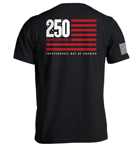 America 250 Years Anniversary Flag Shirt featuring modern flag design for Independence Day celebration