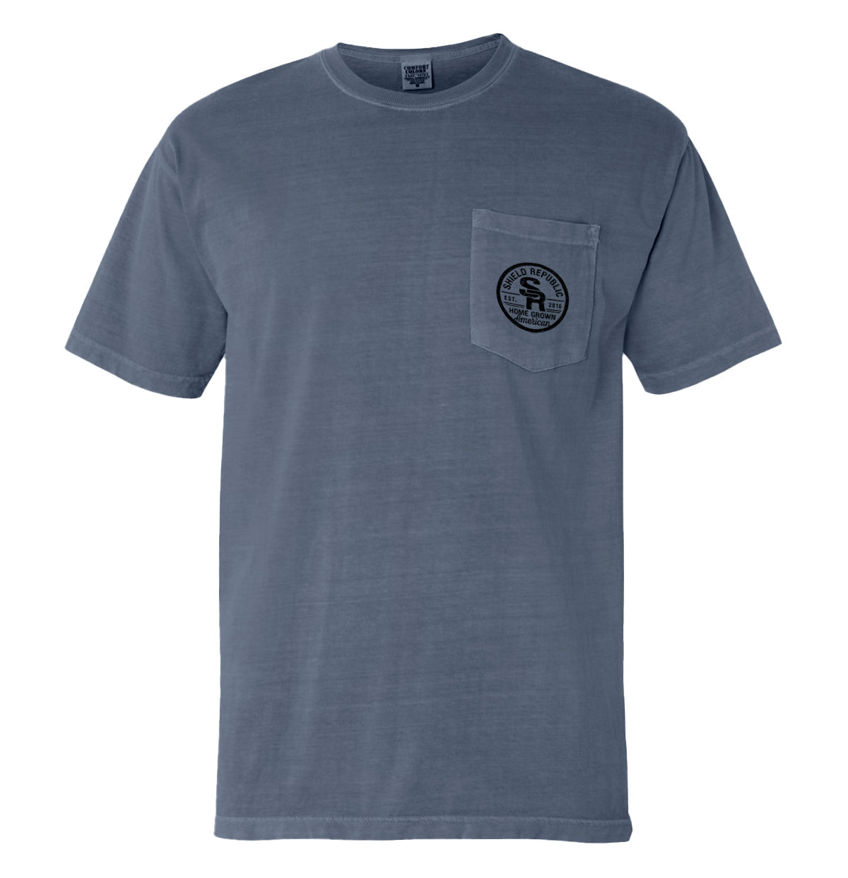 The Original Homeland Security Dog T-Shirt in blue with vintage style dog illustration, representing loyalty and home protection.