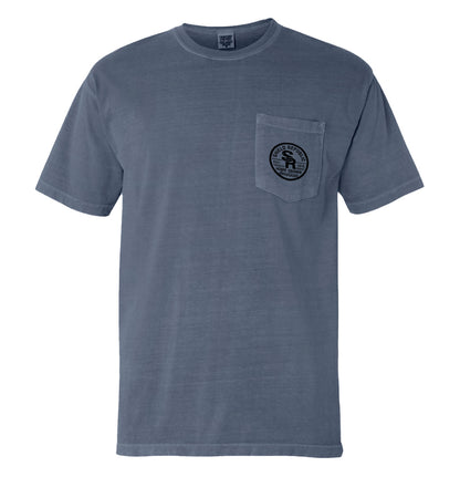 The Original Homeland Security Dog T-Shirt in blue with vintage style dog illustration, representing loyalty and home protection.
