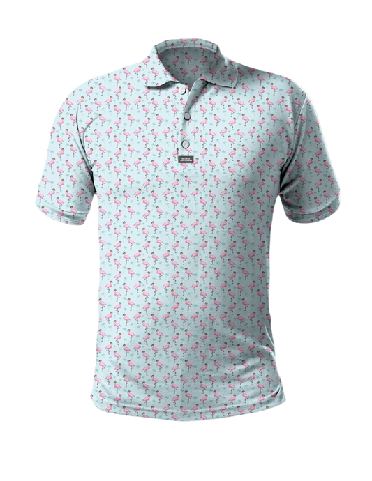 Polo shirt with floral pattern on a white background