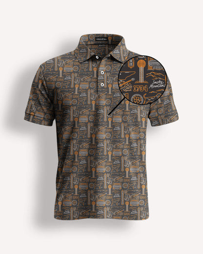 Tennessee football polo shirt featuring Smokey Knoxville design by Haven Golf, showcasing Volunteers pride and premium comfort.
