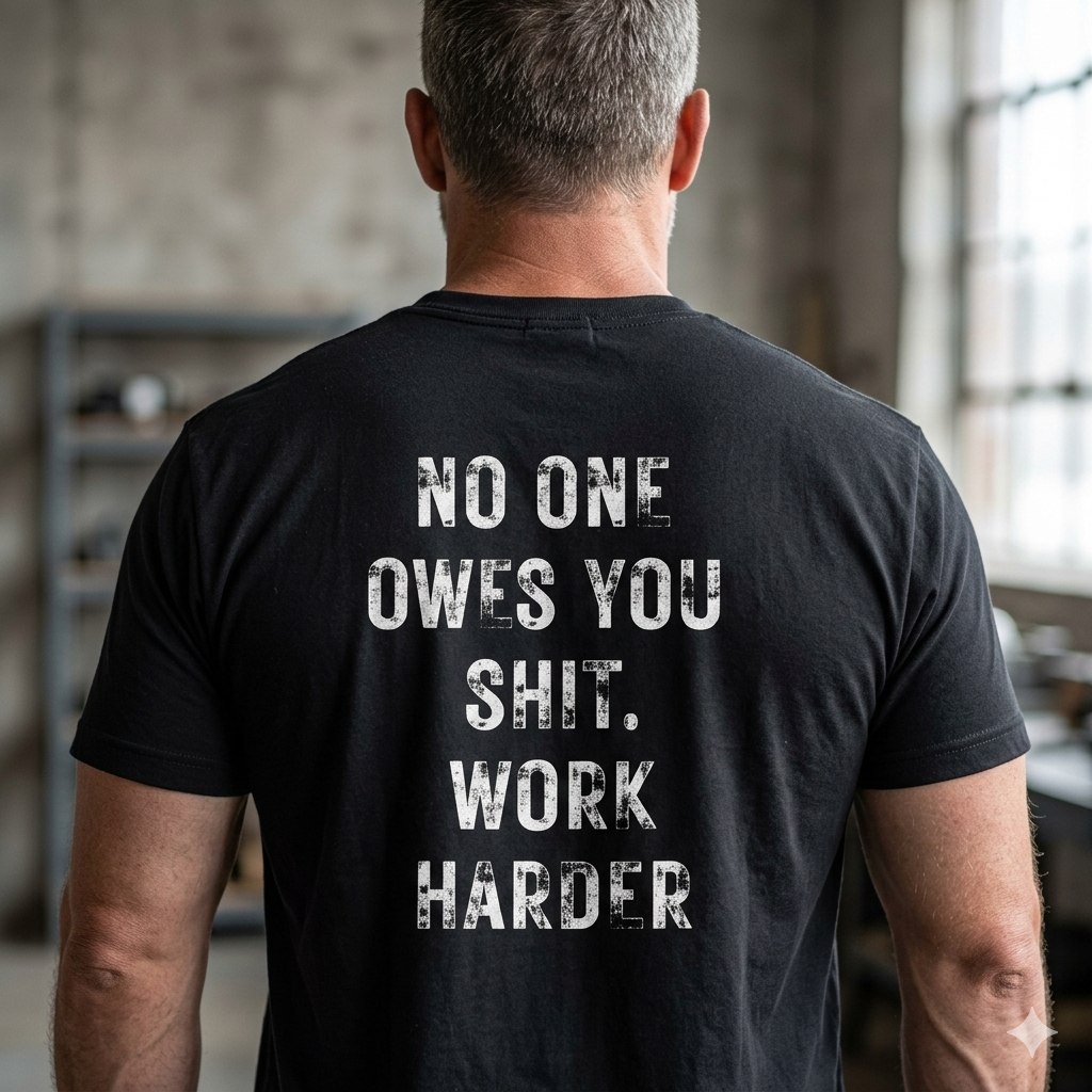 No One Owes You Shit Shirt – Work Harder Motivational T-Shirt