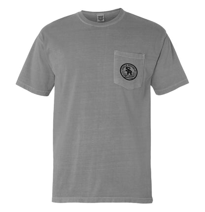 Dirty Hands American Grit Blue Collar Pocket Tee with shop tools graphic; ideal for those with strong work ethic and blue collar pride.