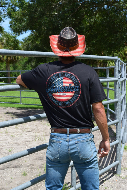 Land of the Free Because of the Brave T-Shirt – USA Flag