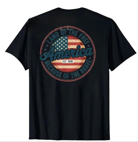 Land of the Free Because of the Brave T-Shirt – USA Flag