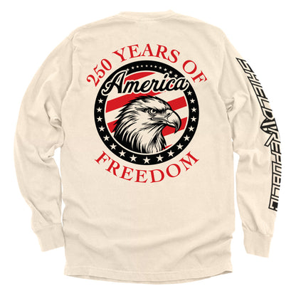 250 Years Of Freedom Eagle Shirt with patriotic eagle design, celebrating America's 1776–2026 anniversary.