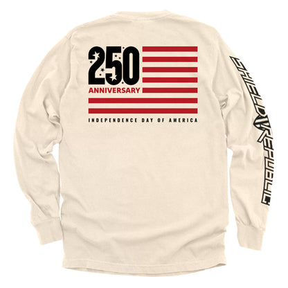 America 250 Years Anniversary Flag Shirt featuring a modern American flag and '250 Anniversary' text, perfect for Independence Day celebrations.