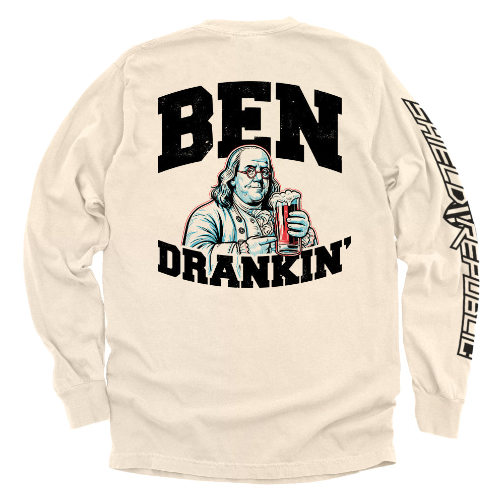 Ben Drankin T-Shirt with funny drinking graphic of Benjamin Franklin