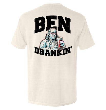 Ben Drankin T-Shirt featuring humorous drinking graphic design on back