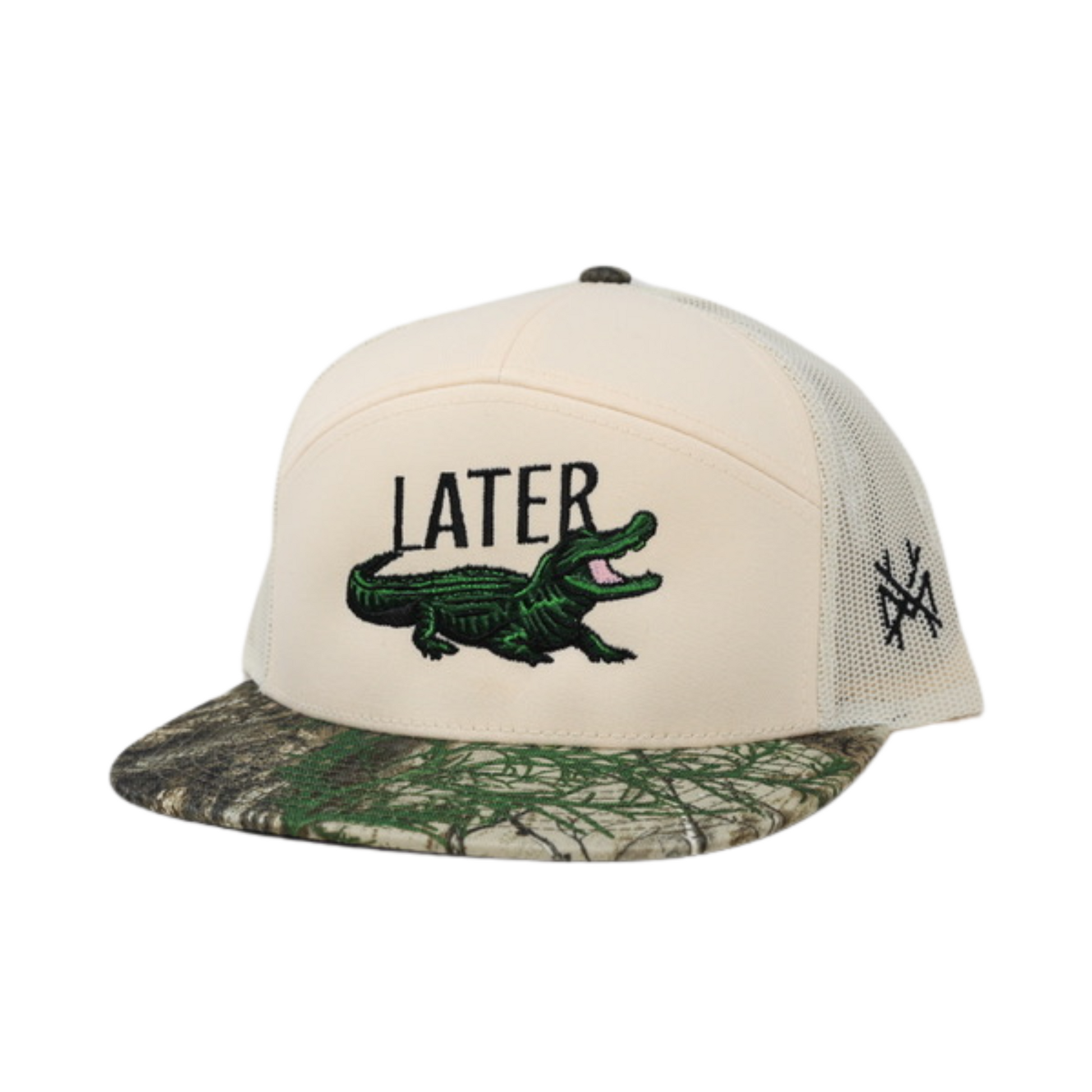 later gator hat with embroidered alligator design, funny southern trucker hat for casual, laid-back lifestyles