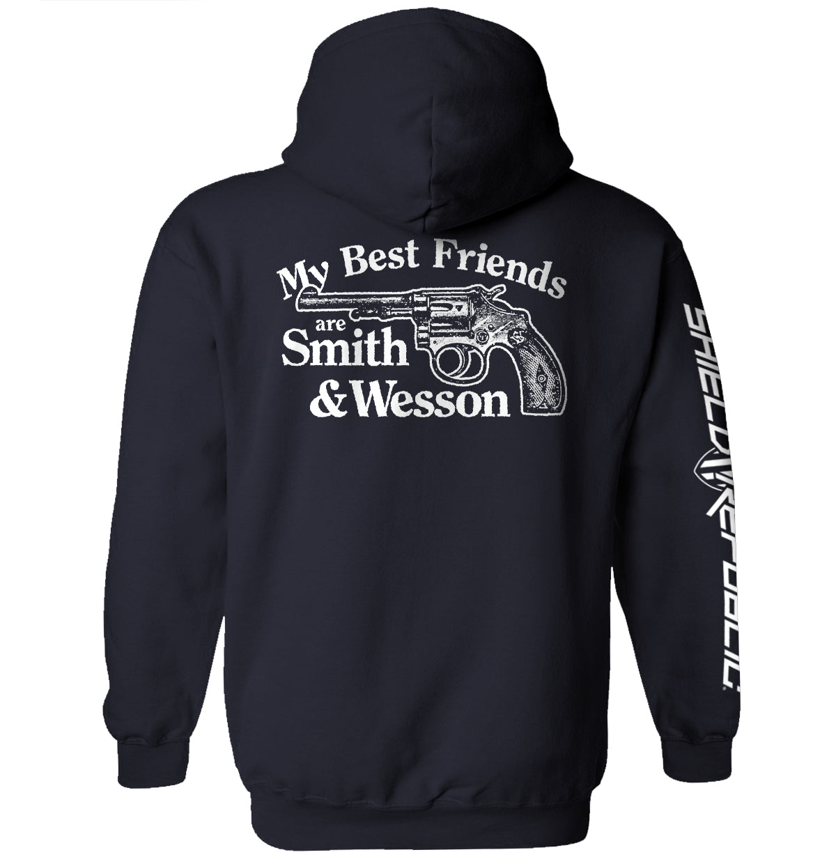 My Best Friends Are Smith And Wesson Hoodie featuring a humorous 2A design with a gun graphic, perfect for expressing second amendment pride.