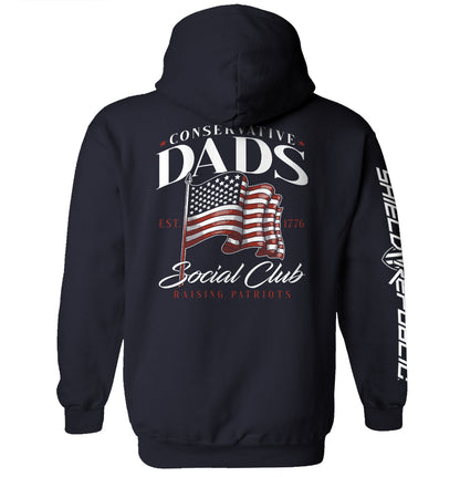 Conservative Dads Social Club T-Shirt with American flag design, Shield Republic patriotic tee