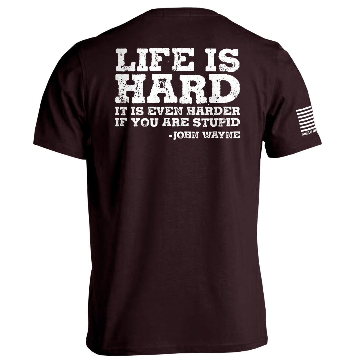 "life is even harder when you are stupid shirt" featuring funny quote tee with sarcastic humor on a black t-shirt.