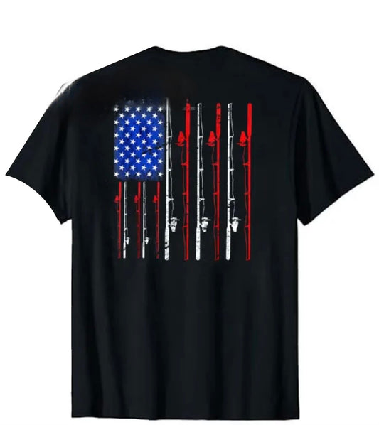 American Flag Bass Fishing T-Shirt – USA Fisherman Tee for Men