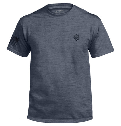 Freedom Seed and Equipment T-Shirt in gray with patriotic graphic design, symbolizing American independence and self-reliance.