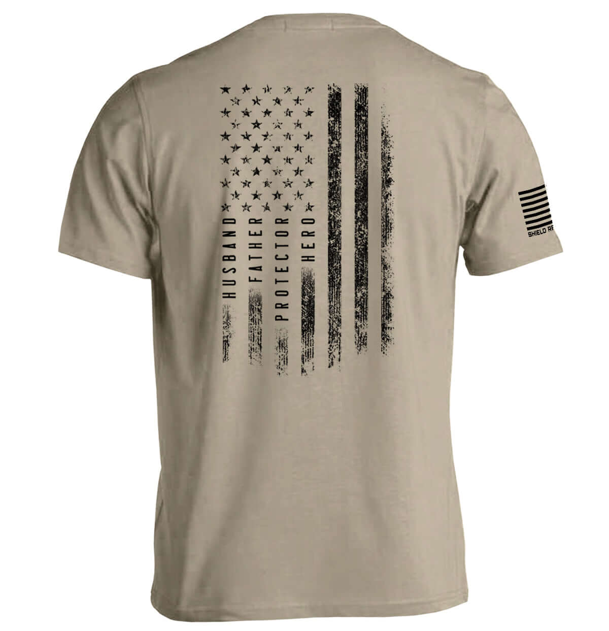 Husband Father Protector Hero Tee with American Flag design