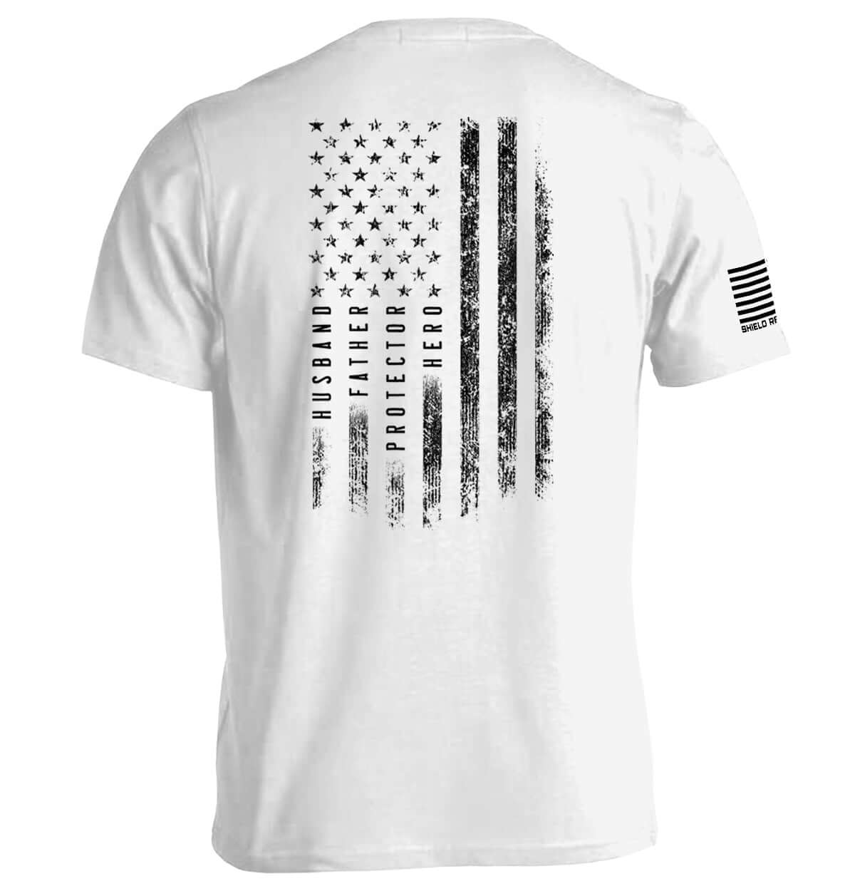 Husband Father Protector Hero Tee with American Flag design