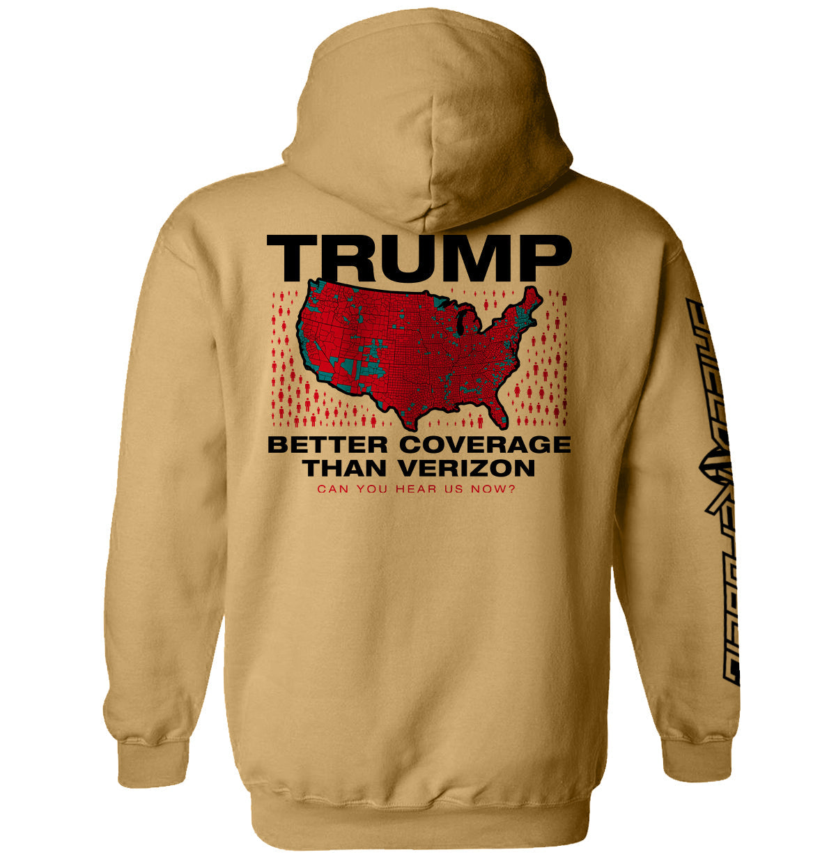 Trump Better Coverage Than Verizon T-Shirt with humorous design on back, perfect for casual wear.