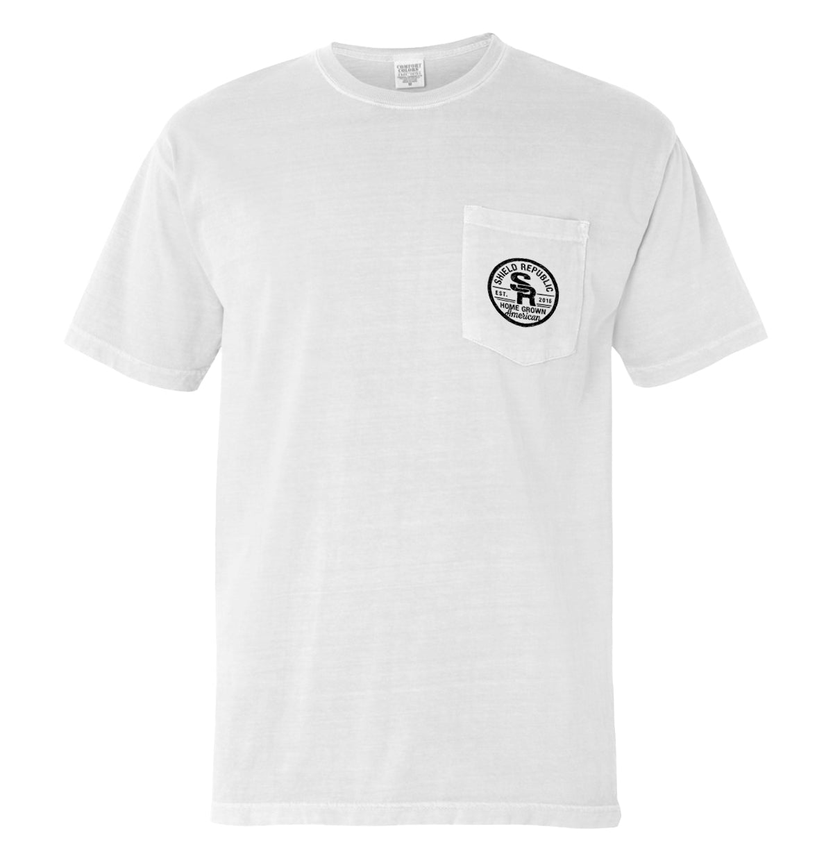 White Rigged Fishing Pocket Tee with logo, perfect for anglers and outdoor enthusiasts, offers comfort and durability for fishing adventures