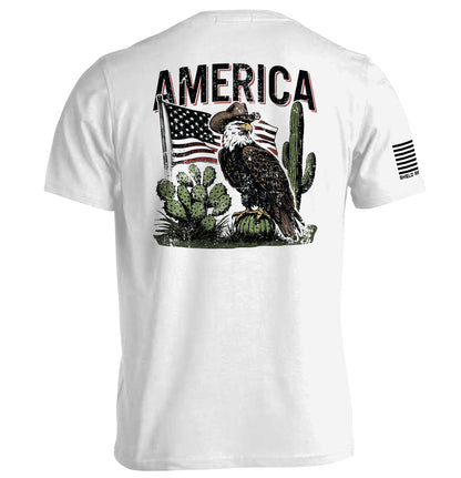 America Eagle Western T-Shirt featuring an eagle and American flag, patriotic design