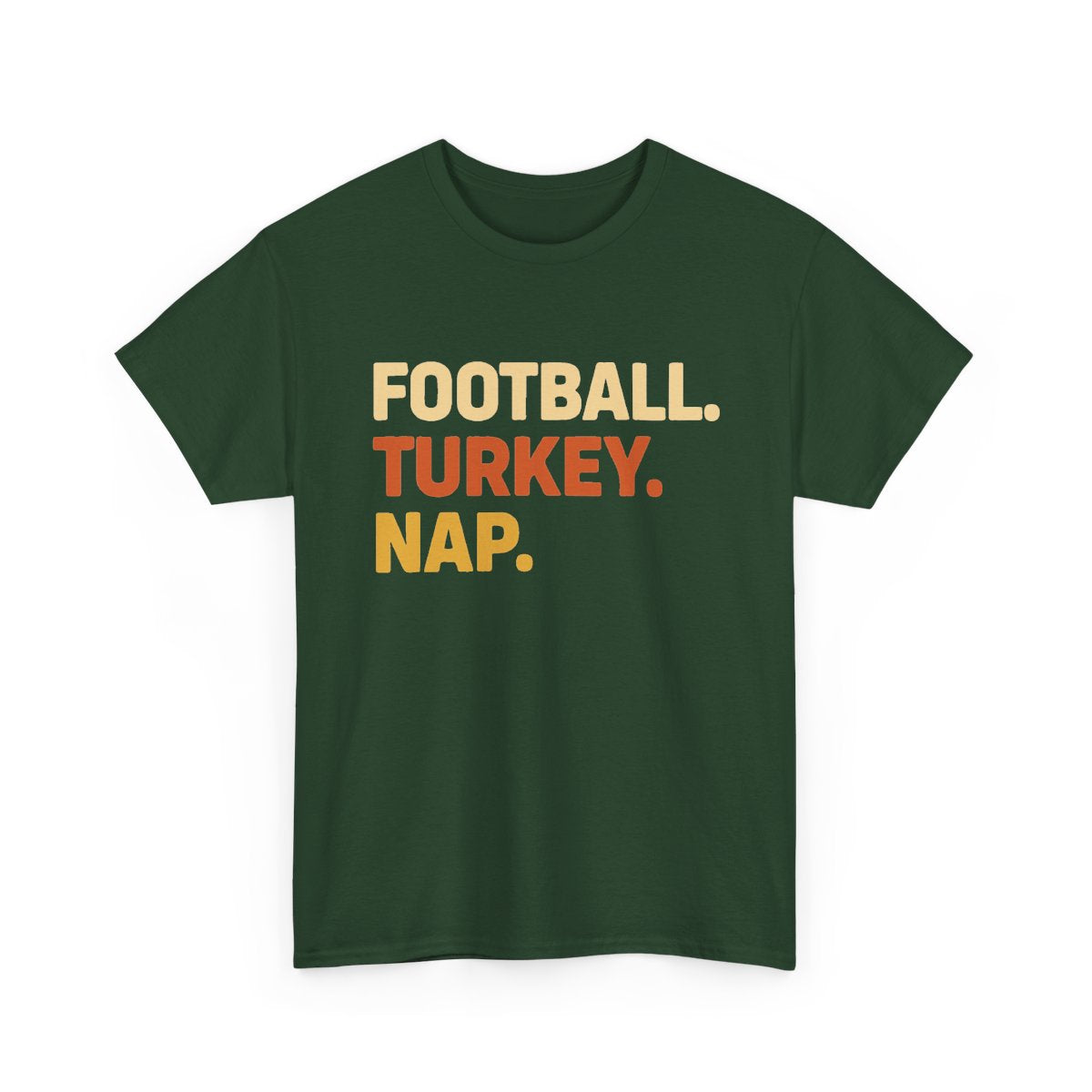 Football Turkey Nap Shirt with retro lettering on a green background for Thanksgiving.