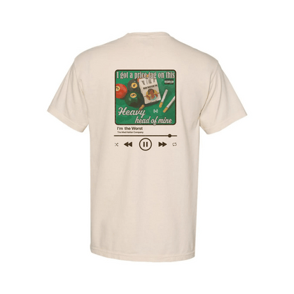 Heavy Head of Mine T Shirt featuring southern music parody graphic and album-style design on white tee.