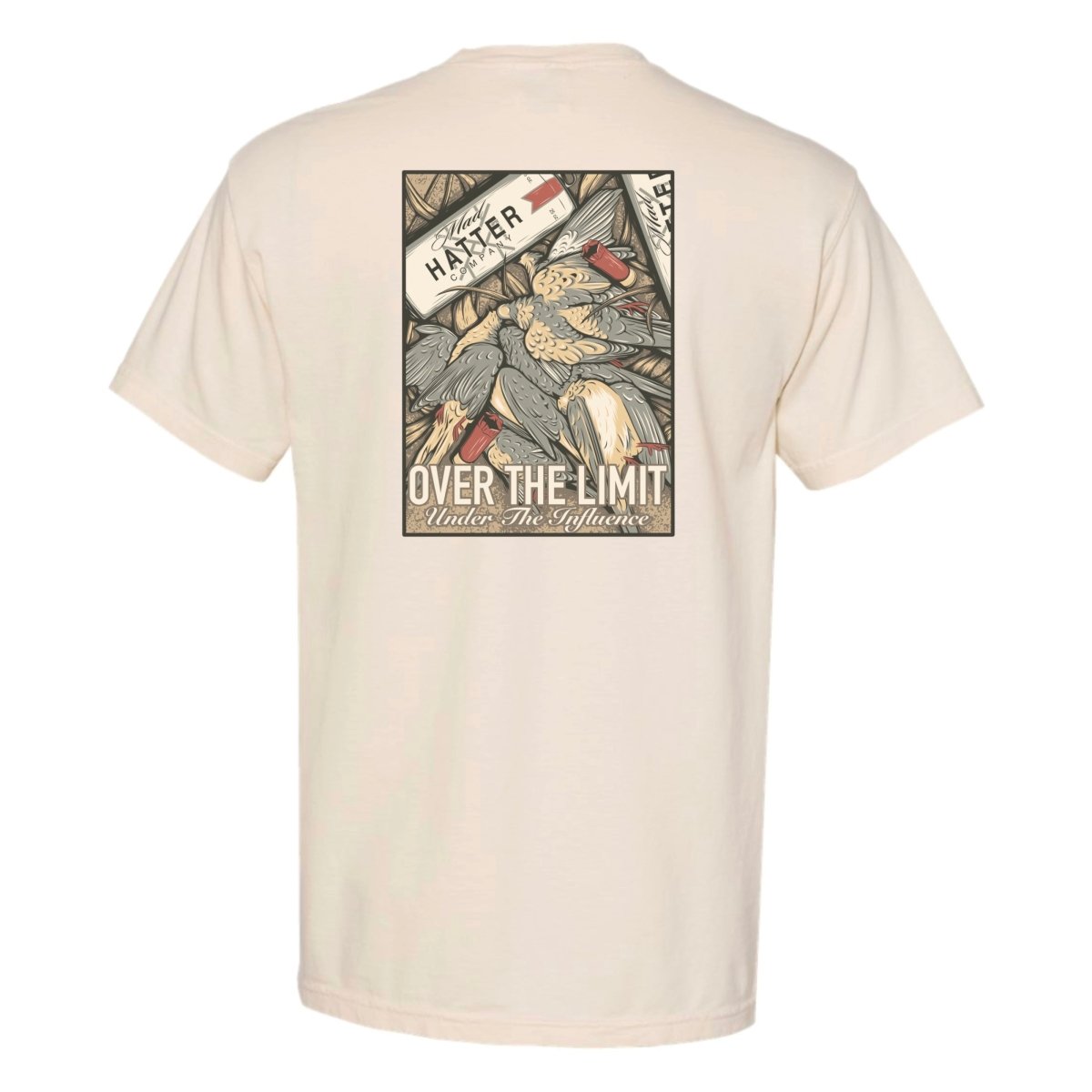 Over The Limit T Shirt with vintage-inspired graphic and muted colors, designed as a statement piece. Perfect blend of bold artwork and style.