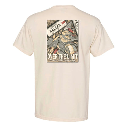Over The Limit T Shirt with vintage-inspired graphic and muted colors, designed as a statement piece. Perfect blend of bold artwork and style.